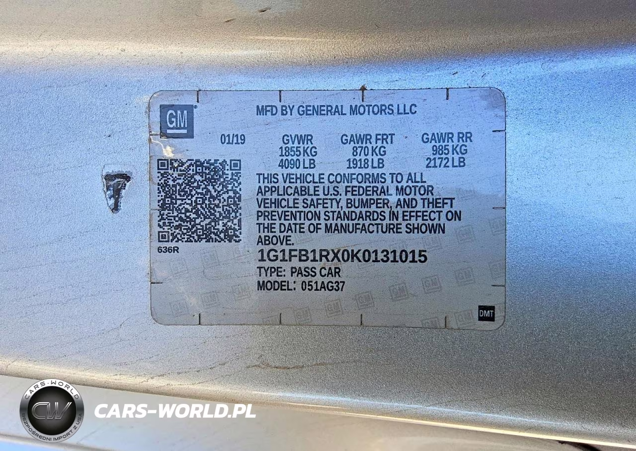 2019 Chevrolet Camaro Ls VIN:1G1FB1RX0K0131015 - 12
