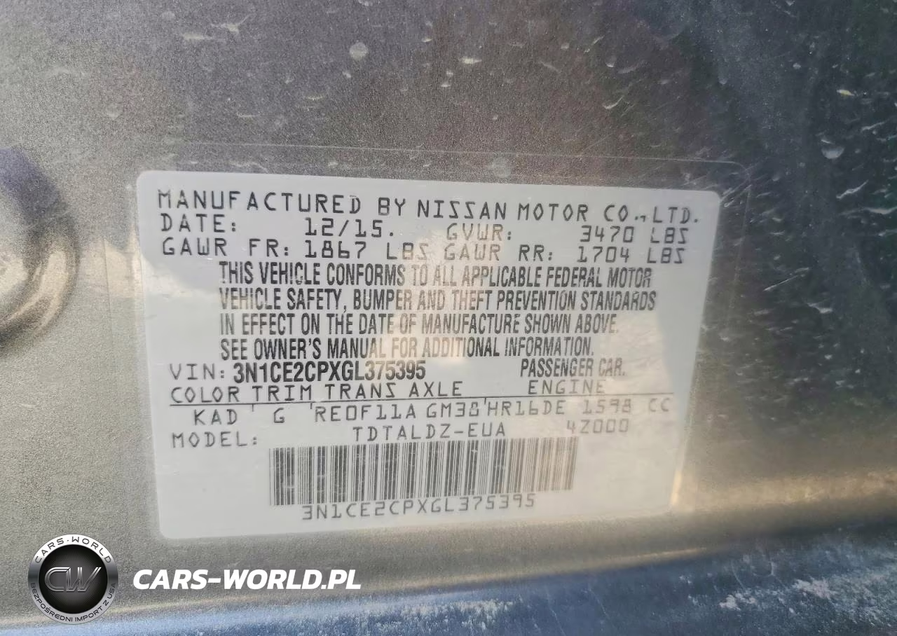 2016 Nissan Versa Note Sv VIN:3N1CE2CPXGL375395 - 12
