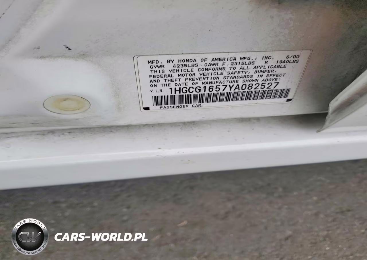 2000 Honda Accord Ex VIN:1HGCG1657YA082527 - 12