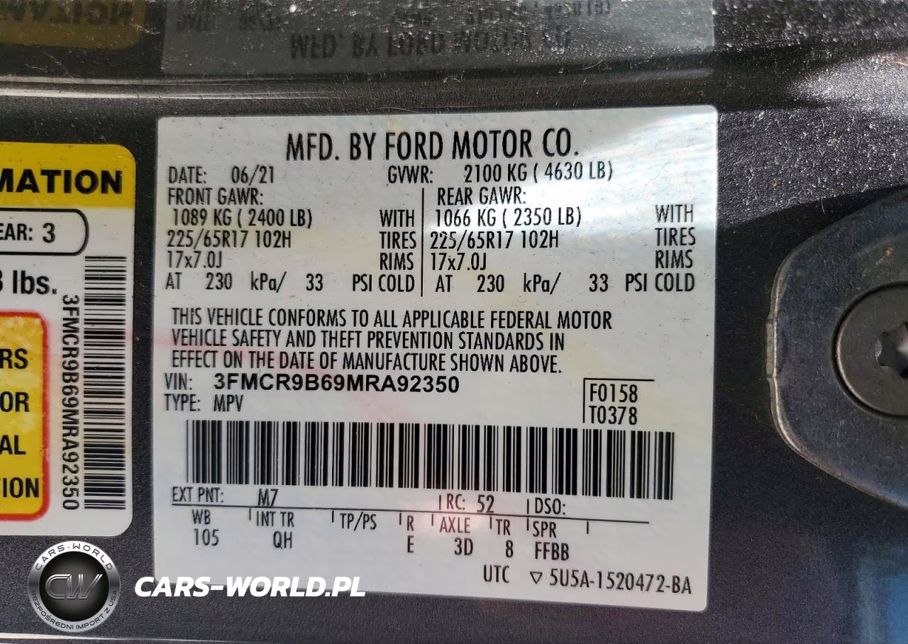 2021 Ford Bronco Sport Big Bend VIN:3FMCR9B69MRA92350 - 14