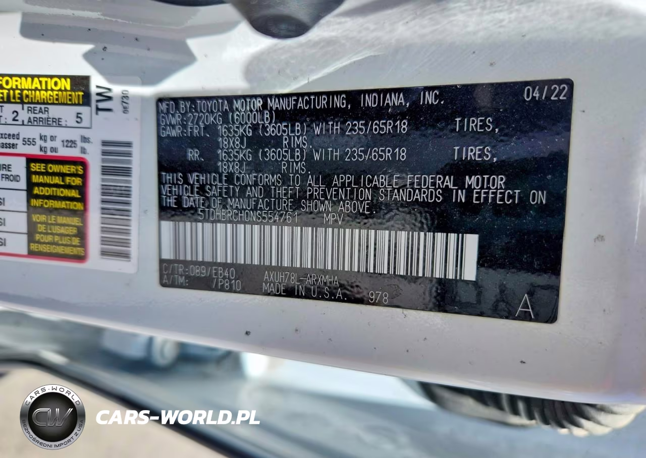 2022 Toyota Highlander Hybrid Xle VIN:5TDHBRCH0NS554761 - 14