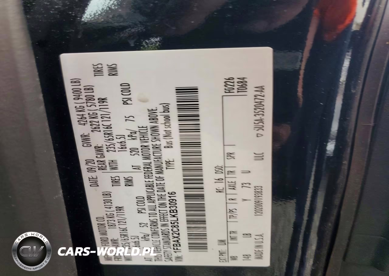 2020 Ford Transit T-350 VIN:1FBAX2C85LKB30916 - 13