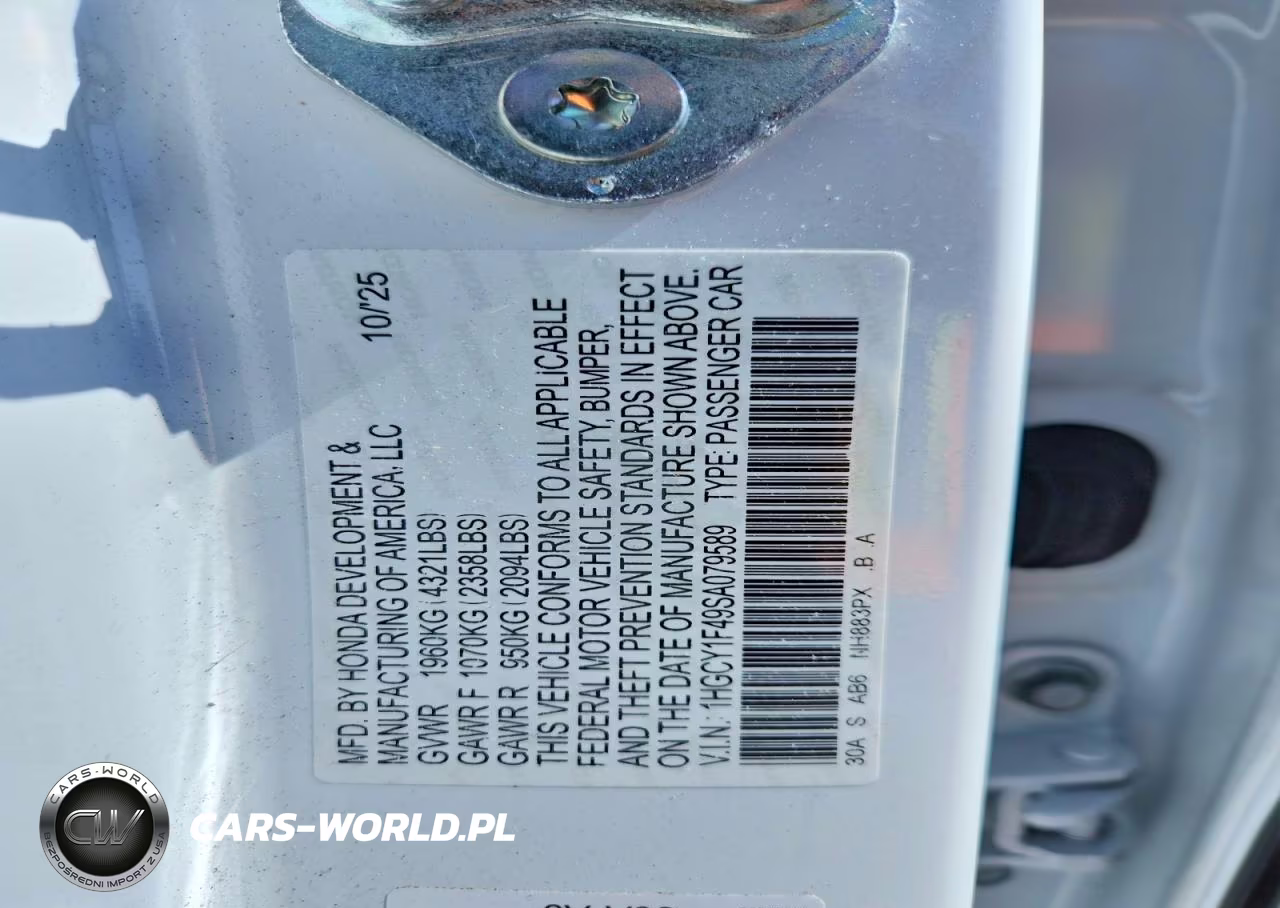 2025 Honda Accord Se VIN:1HGCY1F49SA079589 - 12