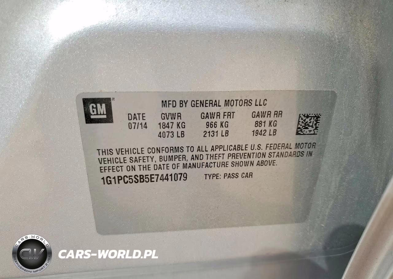 2014 Chevrolet Cruze Lt VIN:1G1PC5SB5E7441079 - 12