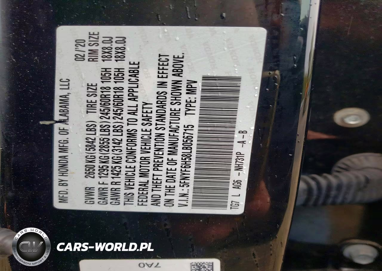2020 Honda Pilot Exl VIN:5FNYF6H58LB056715 - 13