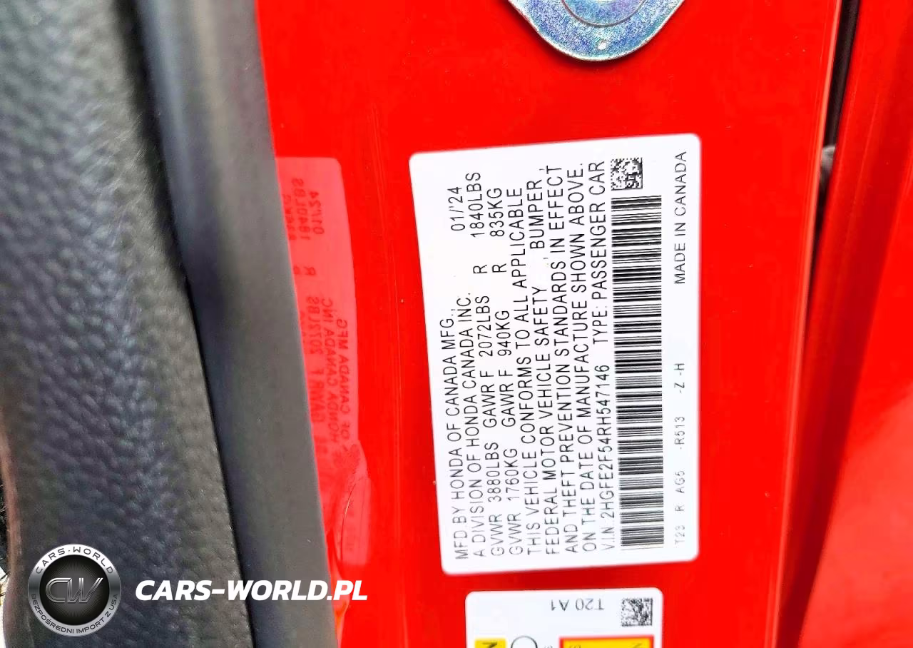2024 Honda Civic Sport VIN:2HGFE2F54RH547146 - 12