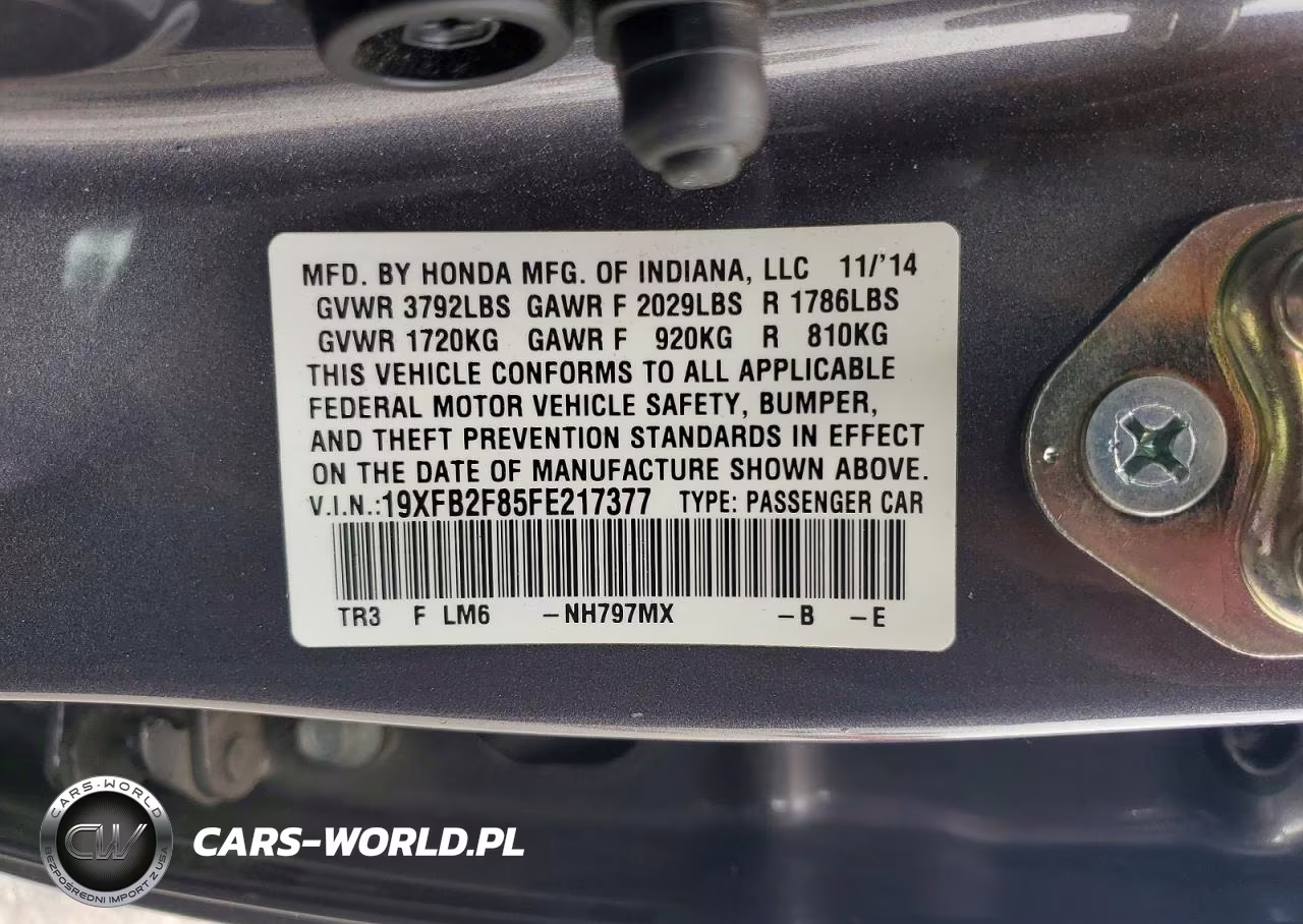 2015 Honda Civic Ex VIN:19XFB2F85FE217377 - 12