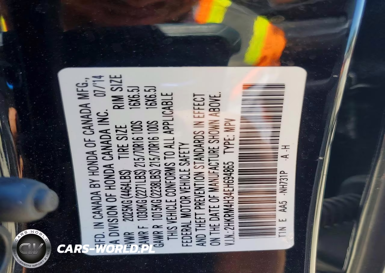 2014 Honda Cr-V Lx VIN:2HKRM4H34EH694865 - 14