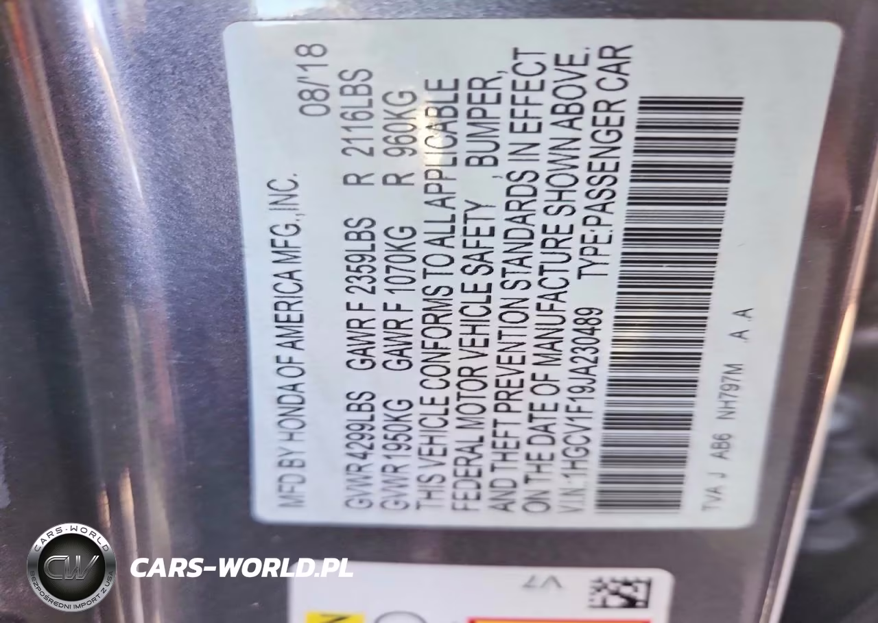 2018 Honda Accord Lx VIN:1HGCV1F19JA230489 - 12