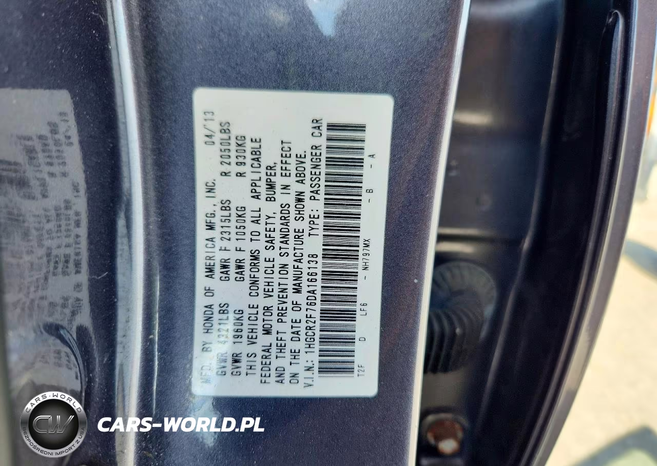 2013 Honda Accord Ex VIN:1HGCR2F76DA166138 - 12
