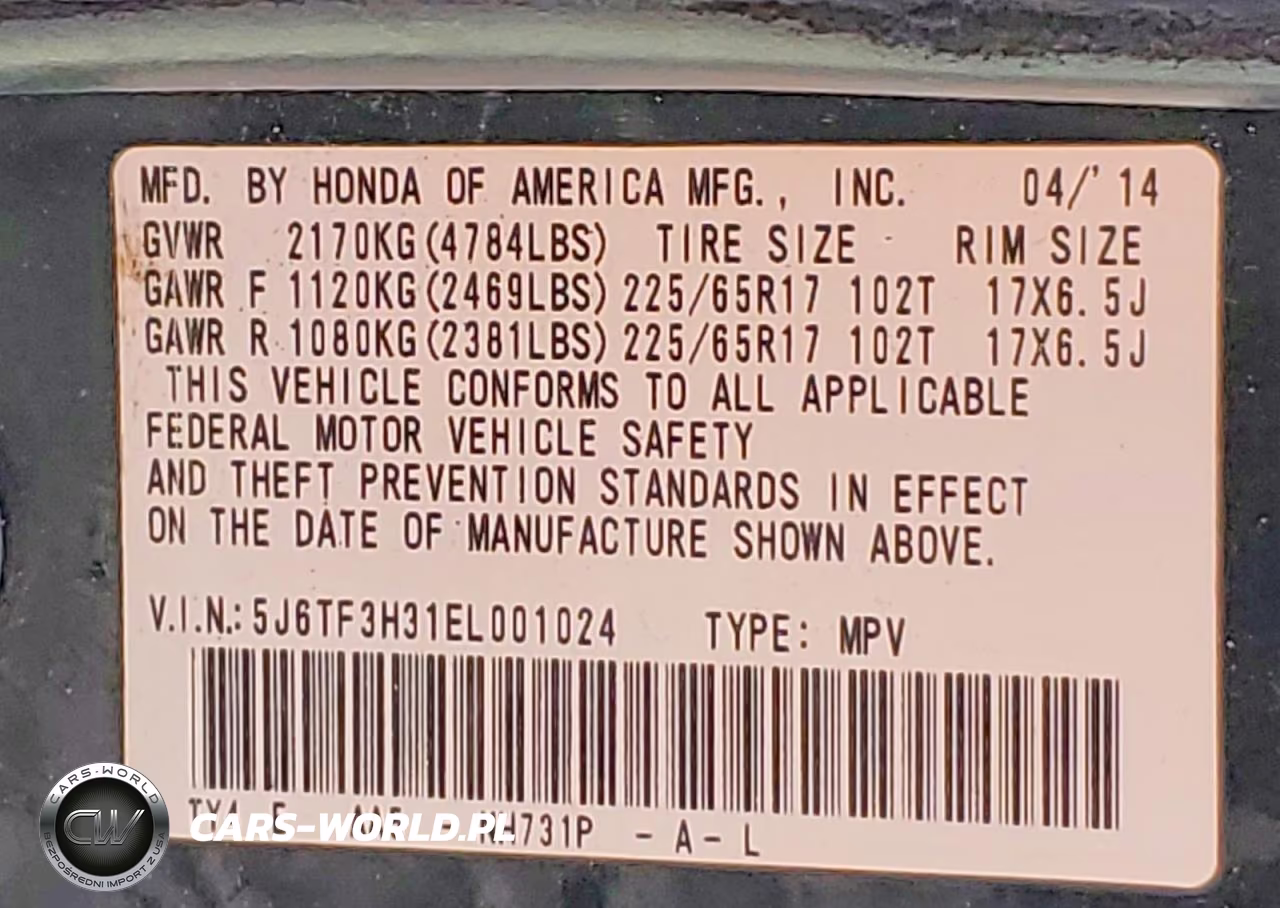 2014 Honda Crosstour Ex VIN:5J6TF3H31EL001024 - 13