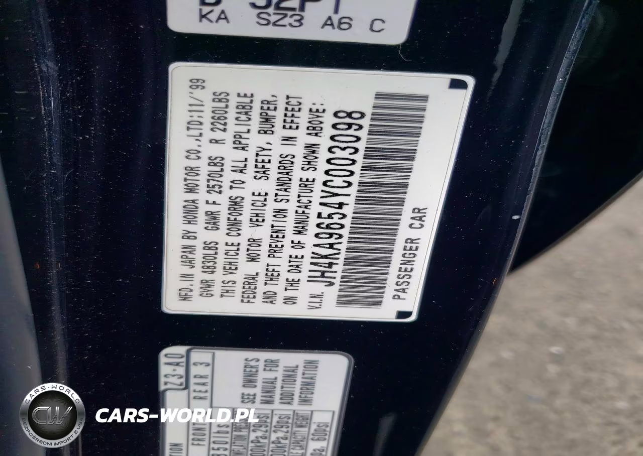 2000 Acura 3.5Rl VIN:JH4KA9654YC003098 - 12