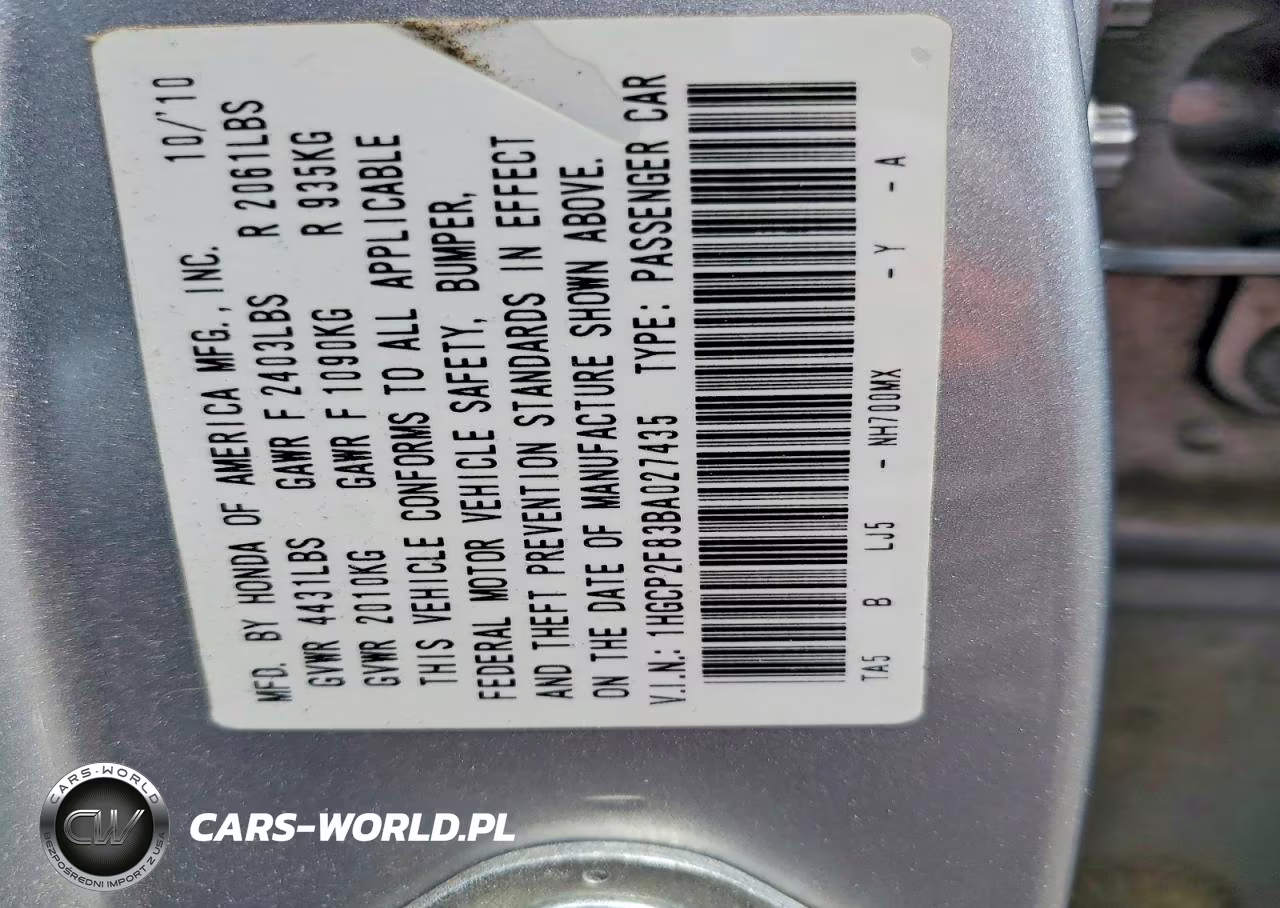 2011 Honda Accord Exl VIN:1HGCP2F83BA027435 - 12