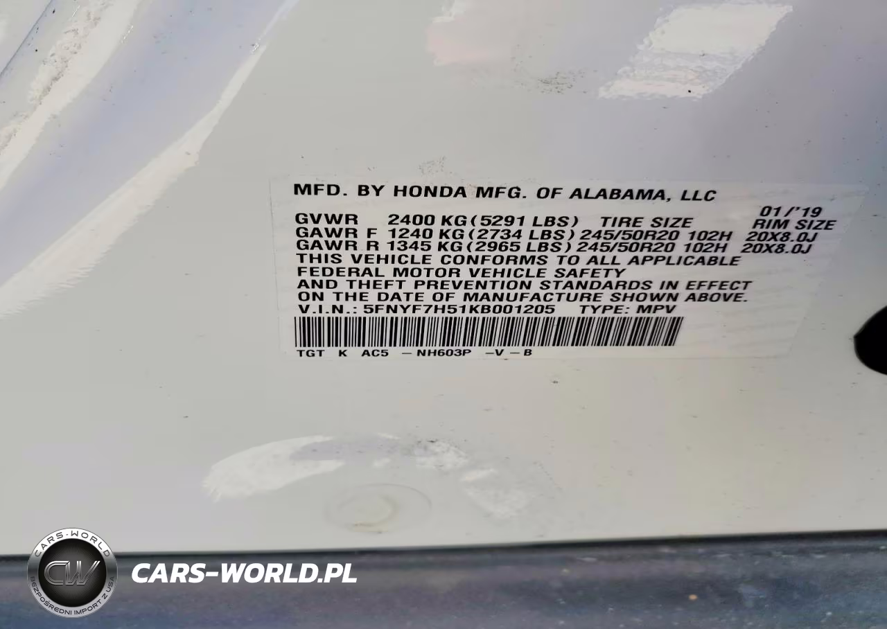 2019 Honda Passport Exl VIN:5FNYF7H51KB001205 - 13