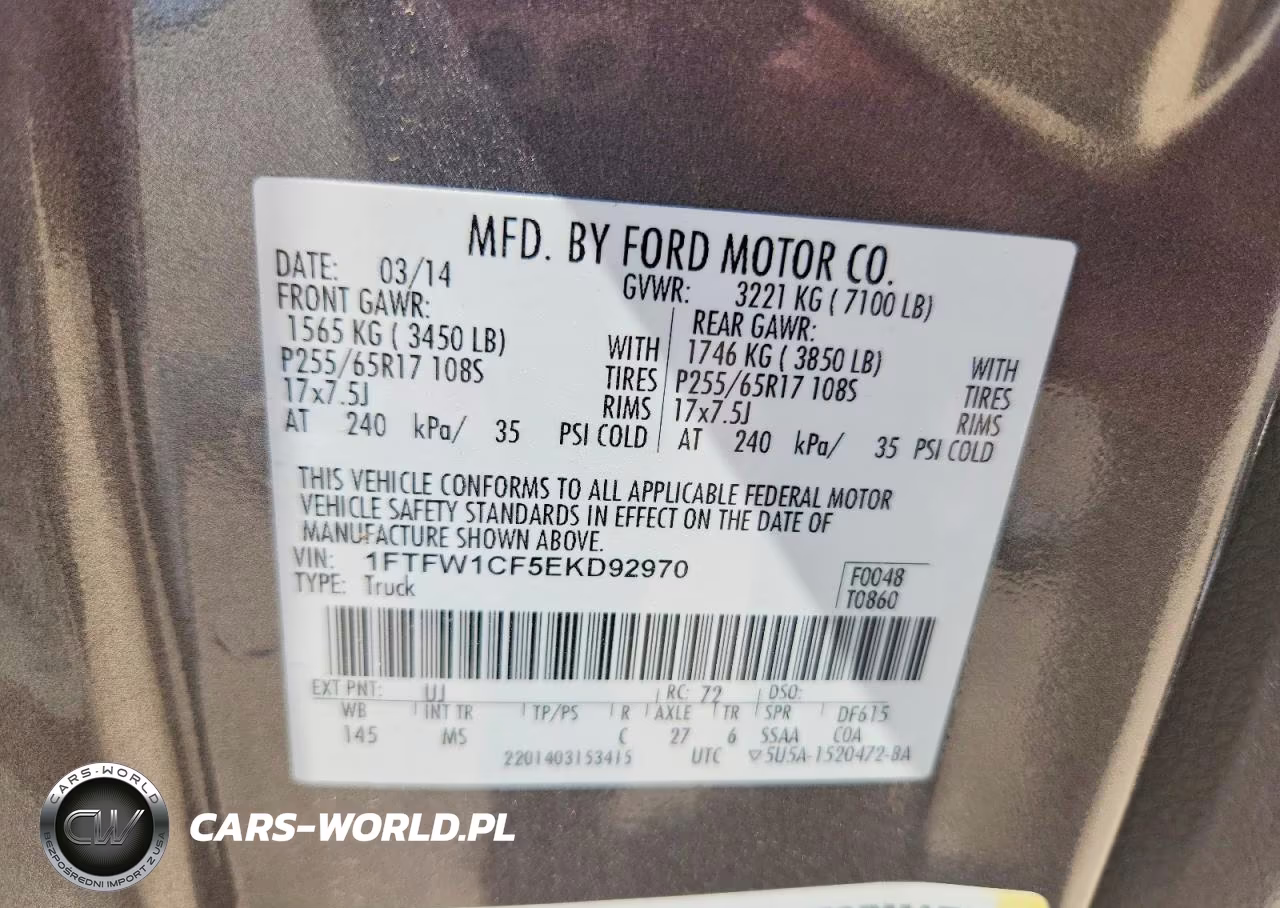 2014 Ford F150 Supercrew VIN:1FTFW1CF5EKD92970 - 13