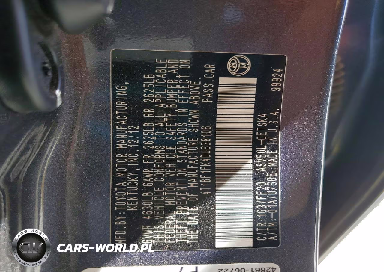 2013 Toyota Camry Se VIN:4T1BF1FK4DU638106 - 13