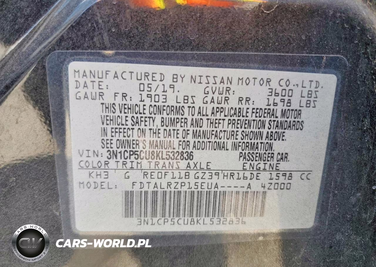 2019 Nissan Kicks S VIN:3N1CP5CU8KL532836 - 13