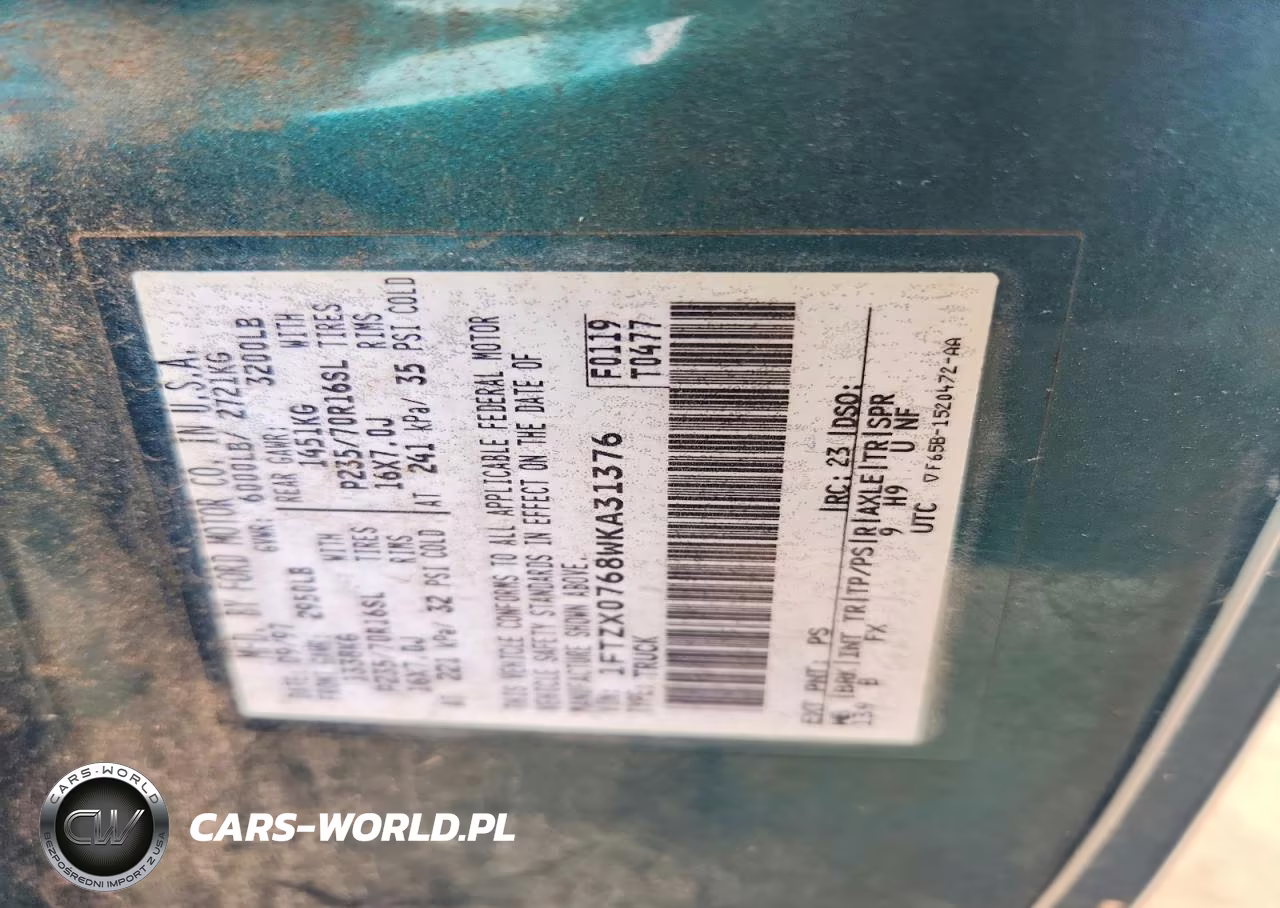 1998 Ford F150 VIN:1FTZX0768WKA31376 - 12