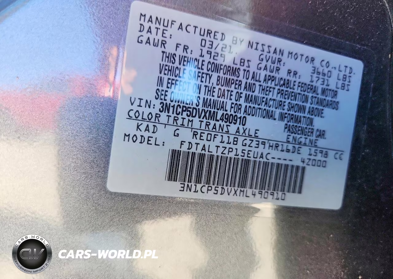2021 Nissan Kicks Sr VIN:3N1CP5DVXML490910 - 14