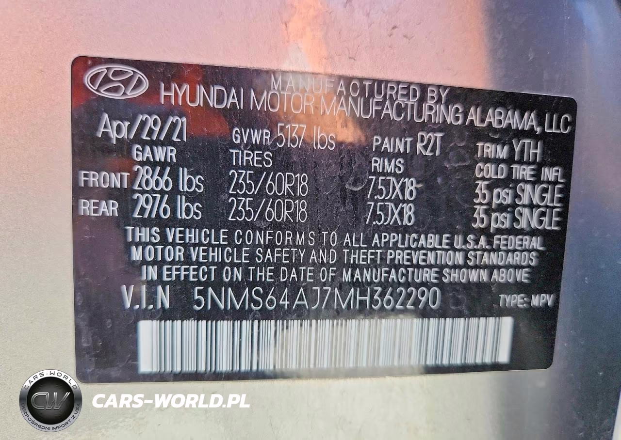 2021 Hyundai Santa Fe Sel VIN:5NMS64AJ7MH362290 - 14