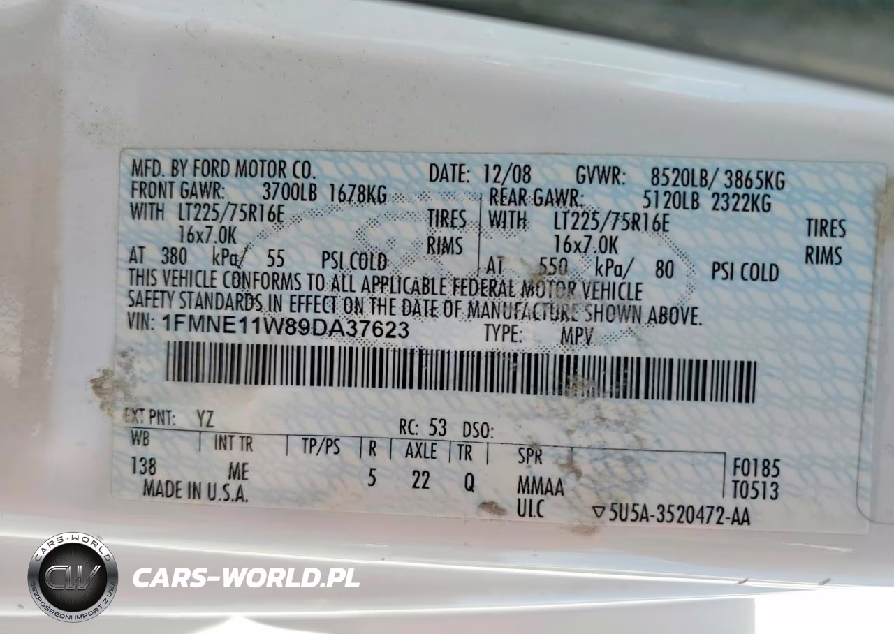 2009 Ford Econoline E150 Wagon VIN:1FMNE11W89DA37623 - 13
