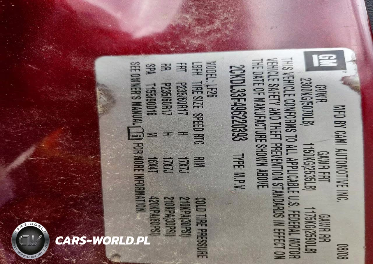 2009 Pontiac Torrent VIN:2CKDL33F496220393 - 13