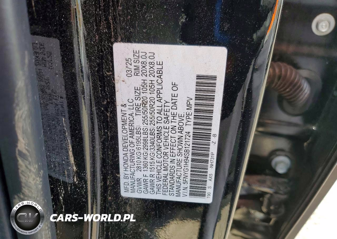 2025 Honda Pilot Black VIN:5FNYG1H94SB121724 - 13