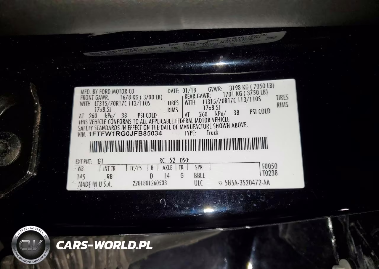 2018 Ford F150 Raptor VIN:1FTFW1RG0JFB85034 - 12