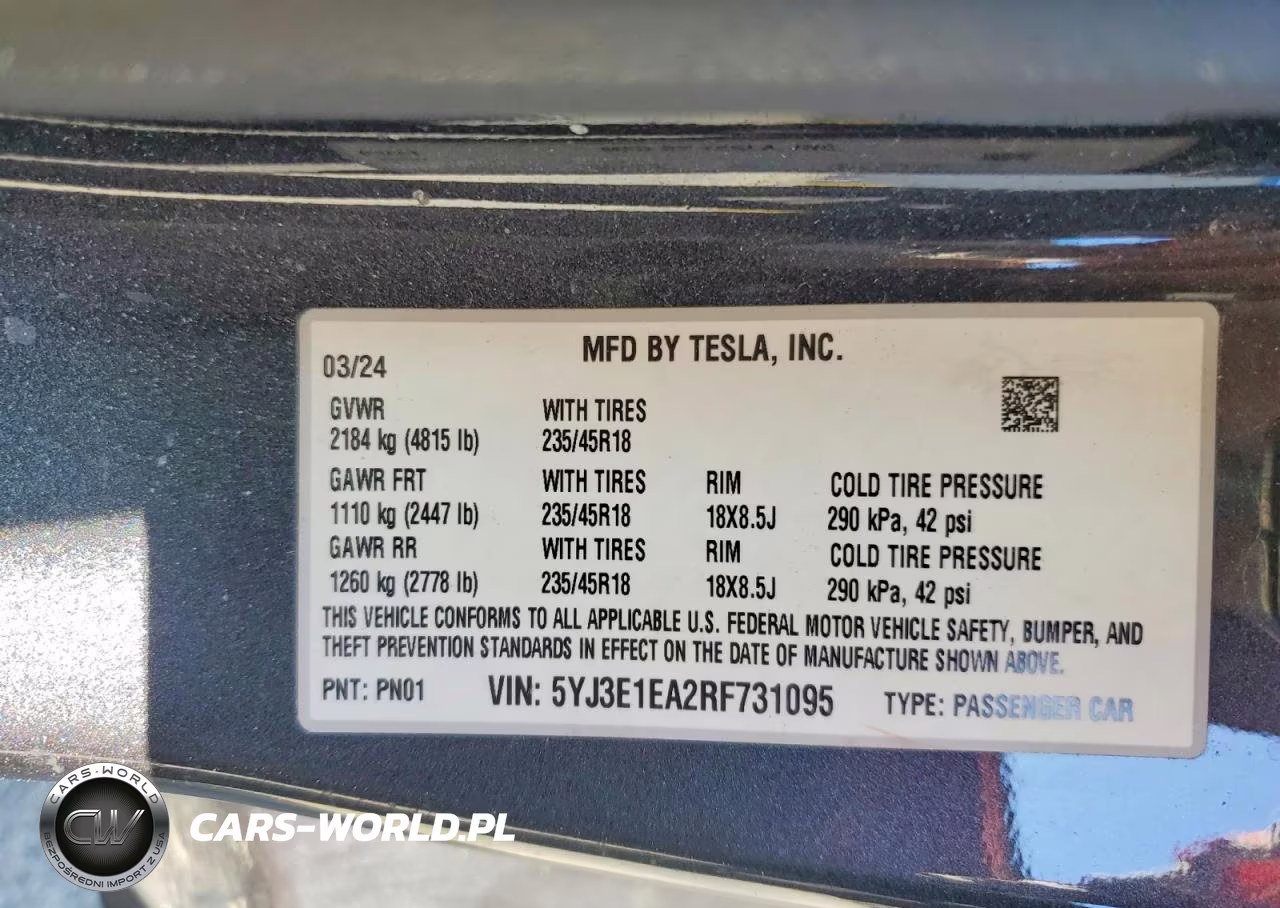 2024 Tesla Model 3 VIN:5YJ3E1EA2RF731095 - 12