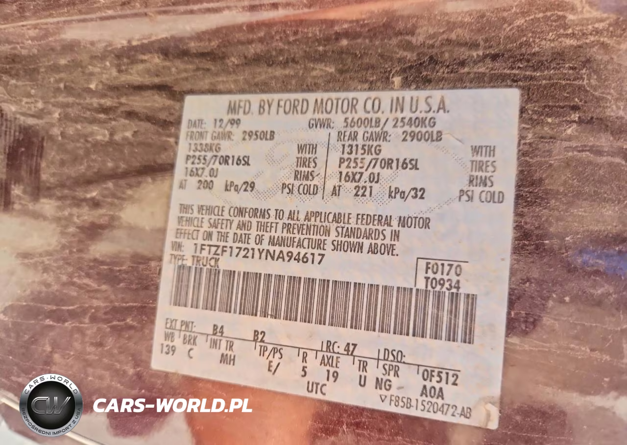 2000 Ford F150 VIN:1FTZF1721YNA94617 - 12