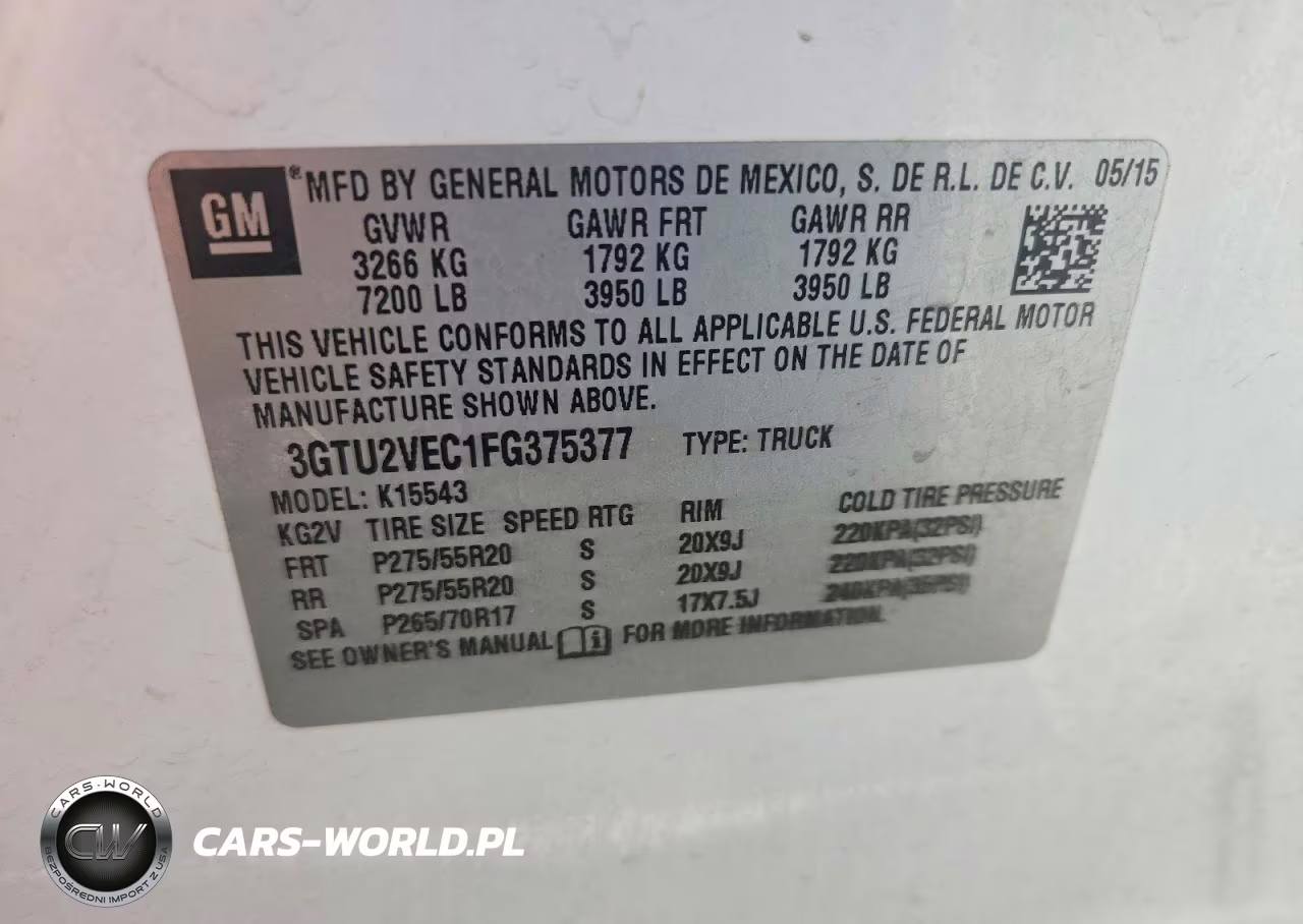 2015 GMC Sierra K1500 Slt VIN:3GTU2VEC1FG375377 - 12
