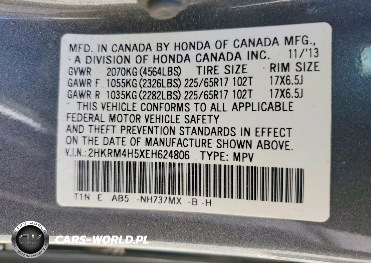 2014 Honda Cr-V Ex VIN:2HKRM4H5XEH624806 - 14