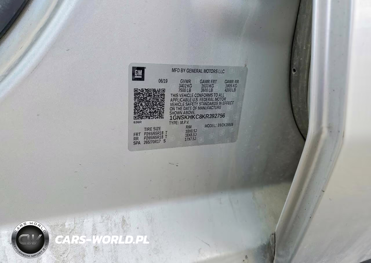 2019 Chevrolet Suburban K1500 Lt VIN:1GNSKHKC8KR392756 - 14