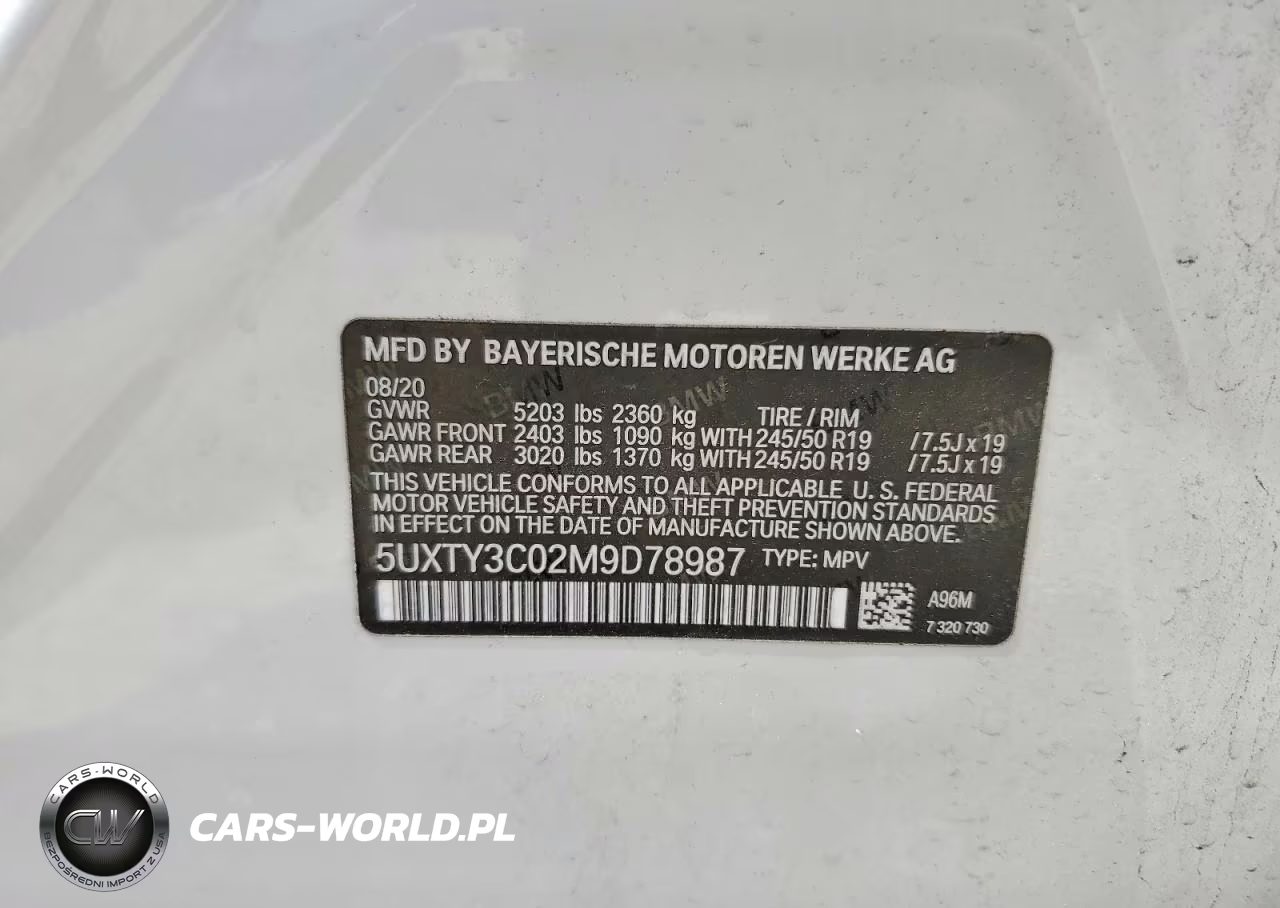 2021 BMW X3 Sdrive30I VIN:5UXTY3C02M9D78987 - 13