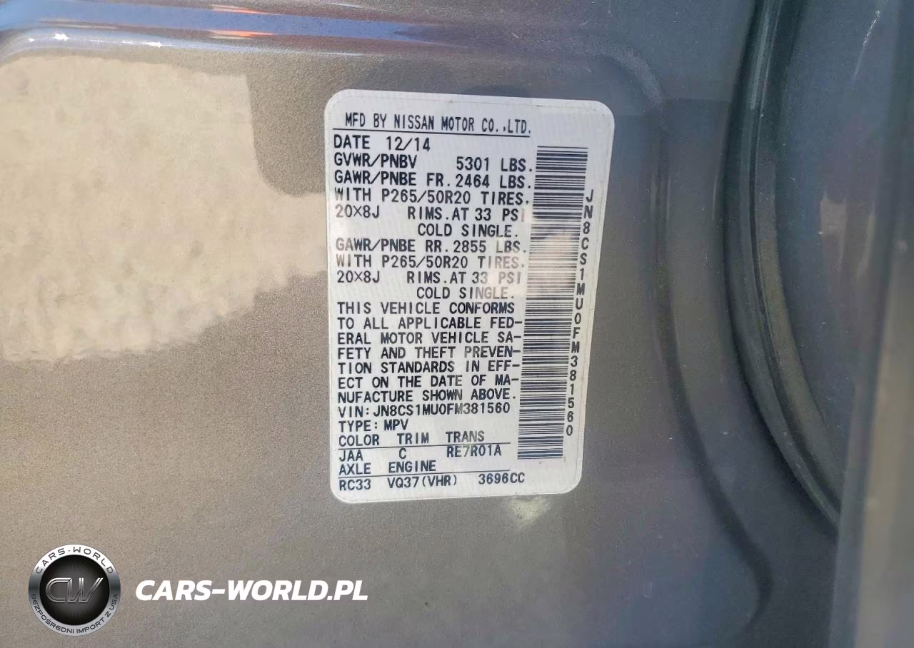 2015 Infiniti Qx70 Base VIN:JN8CS1MU0FM381560 - 13