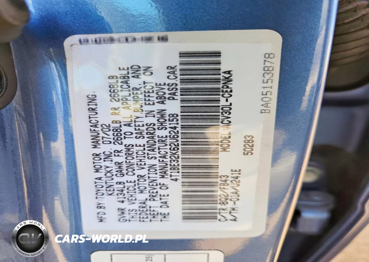 2002 Toyota Camry Le VIN:4T1BE32K62U624158 - 12