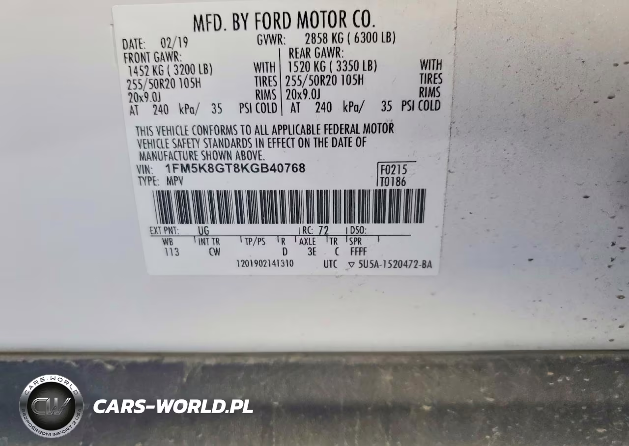2019 Ford Explorer Sport VIN:1FM5K8GT8KGB40768 - 14