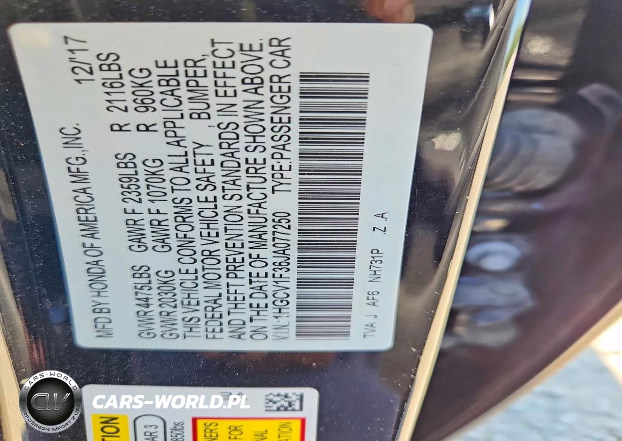 2018 Honda Accord Sport VIN:1HGCV1F36JA077250 - 12