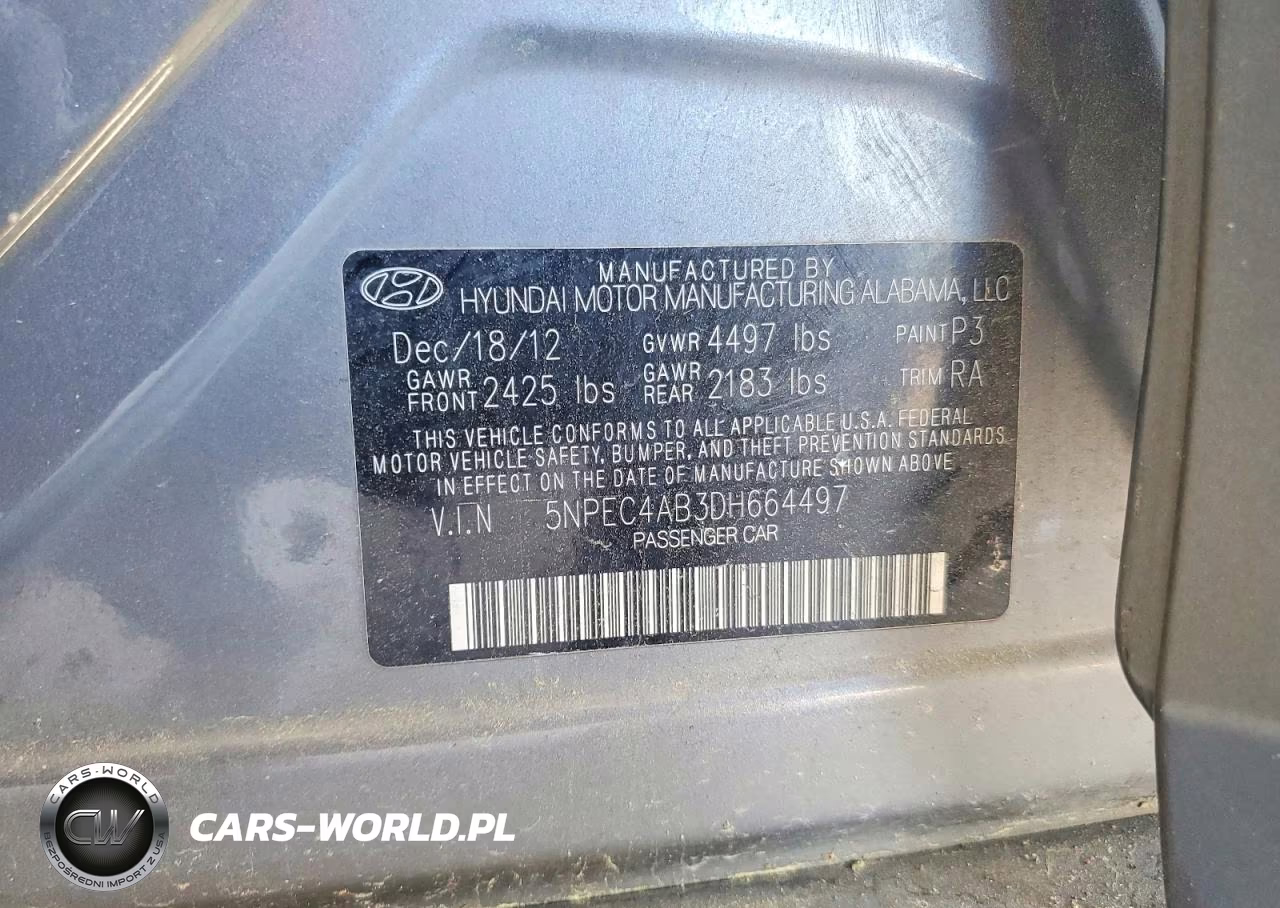 2013 Hyundai Sonata Limited 2.0T VIN:5NPEC4AB3DH664497 - 12