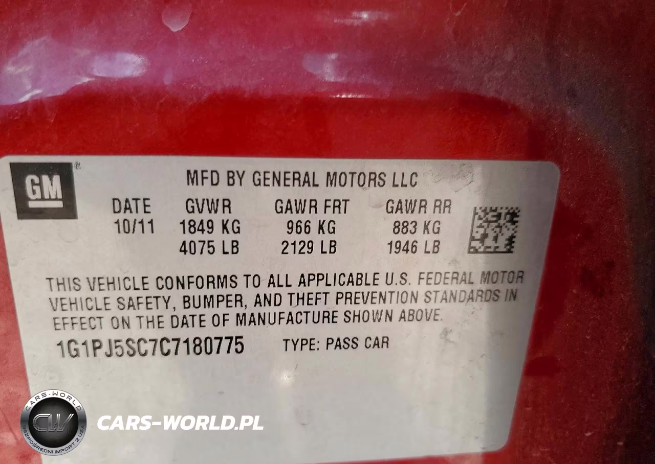 2012 Chevrolet Cruze Eco VIN:1G1PJ5SC7C7180775 - 13