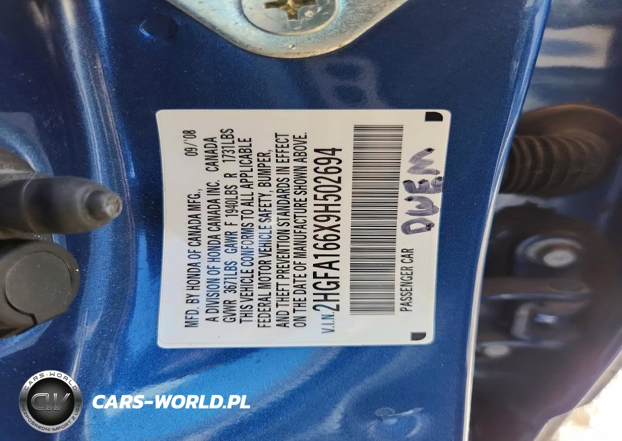2009 Honda Civic Lx-S VIN:2HGFA166X9H502694 - 12