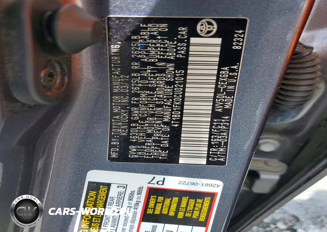 2012 Toyota Camry Hybrid Xle VIN:4T1BD1FK0CU021015 - 12