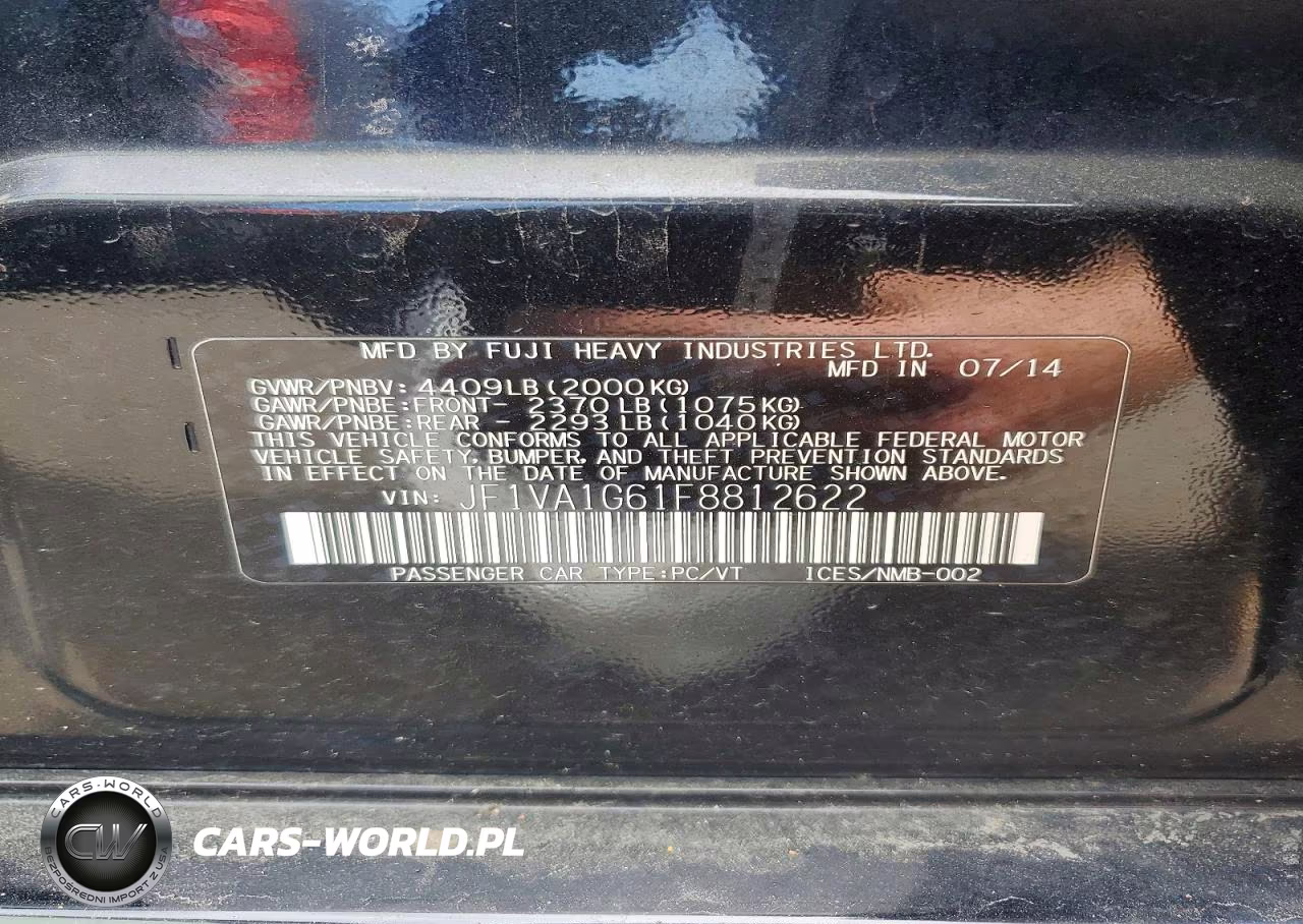 2015 Subaru Wrx Limited VIN:JF1VA1G61F8812622 - 12