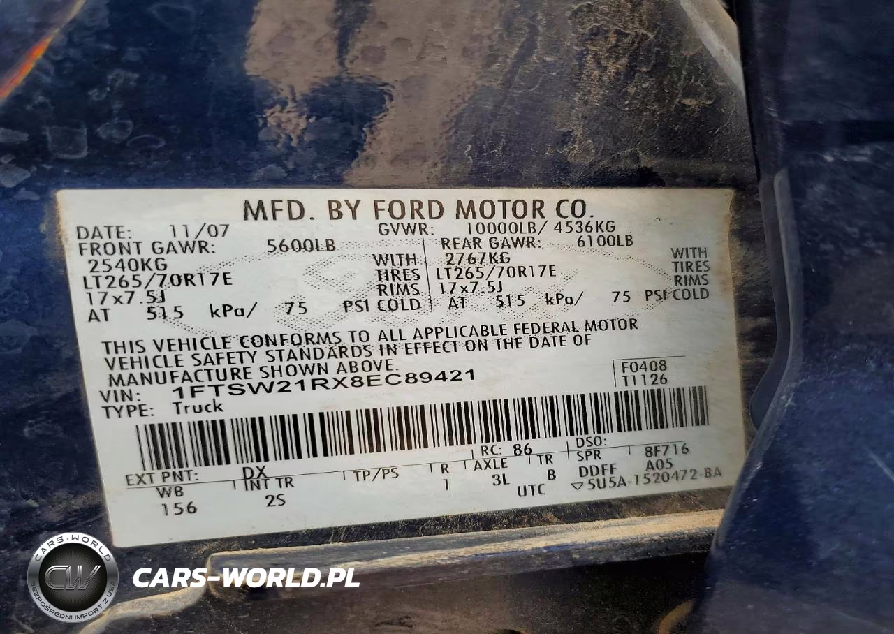 2008 Ford F250 Super Duty VIN:1FTSW21RX8EC89421 - 12
