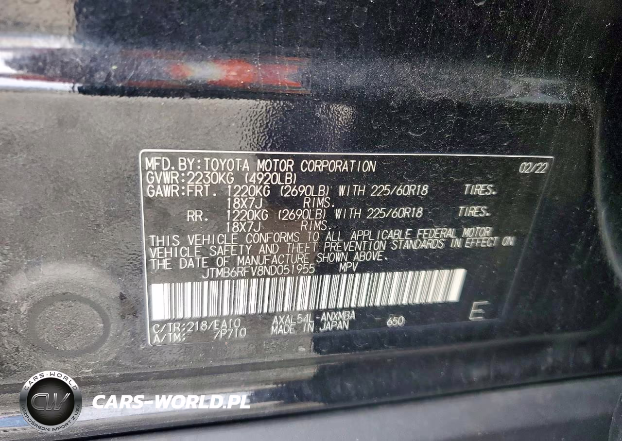 2022 Toyota Rav4 Xle Premium VIN:JTMB6RFV8ND051955 - 13