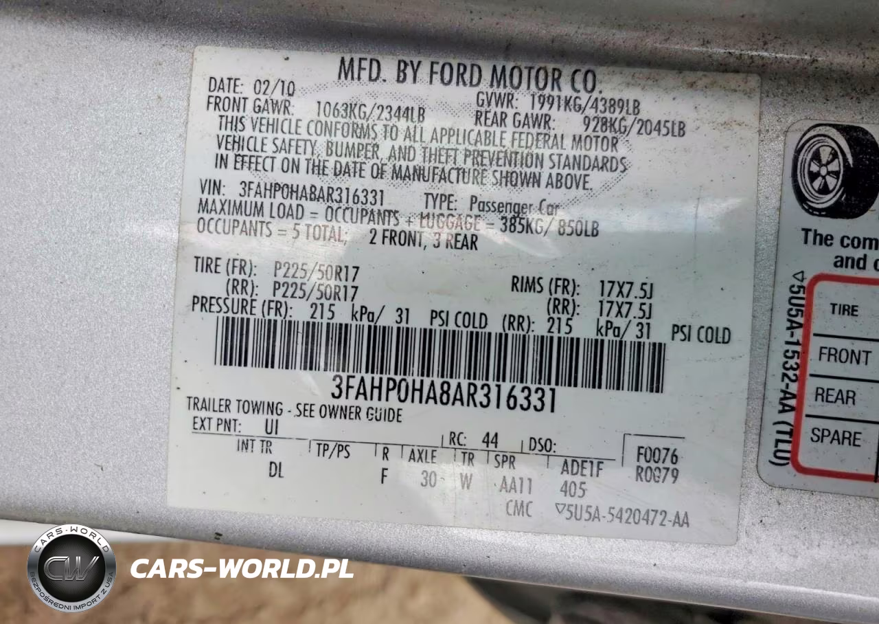 2010 Ford Fusion Se VIN:3FAHP0HA8AR316331 - 12