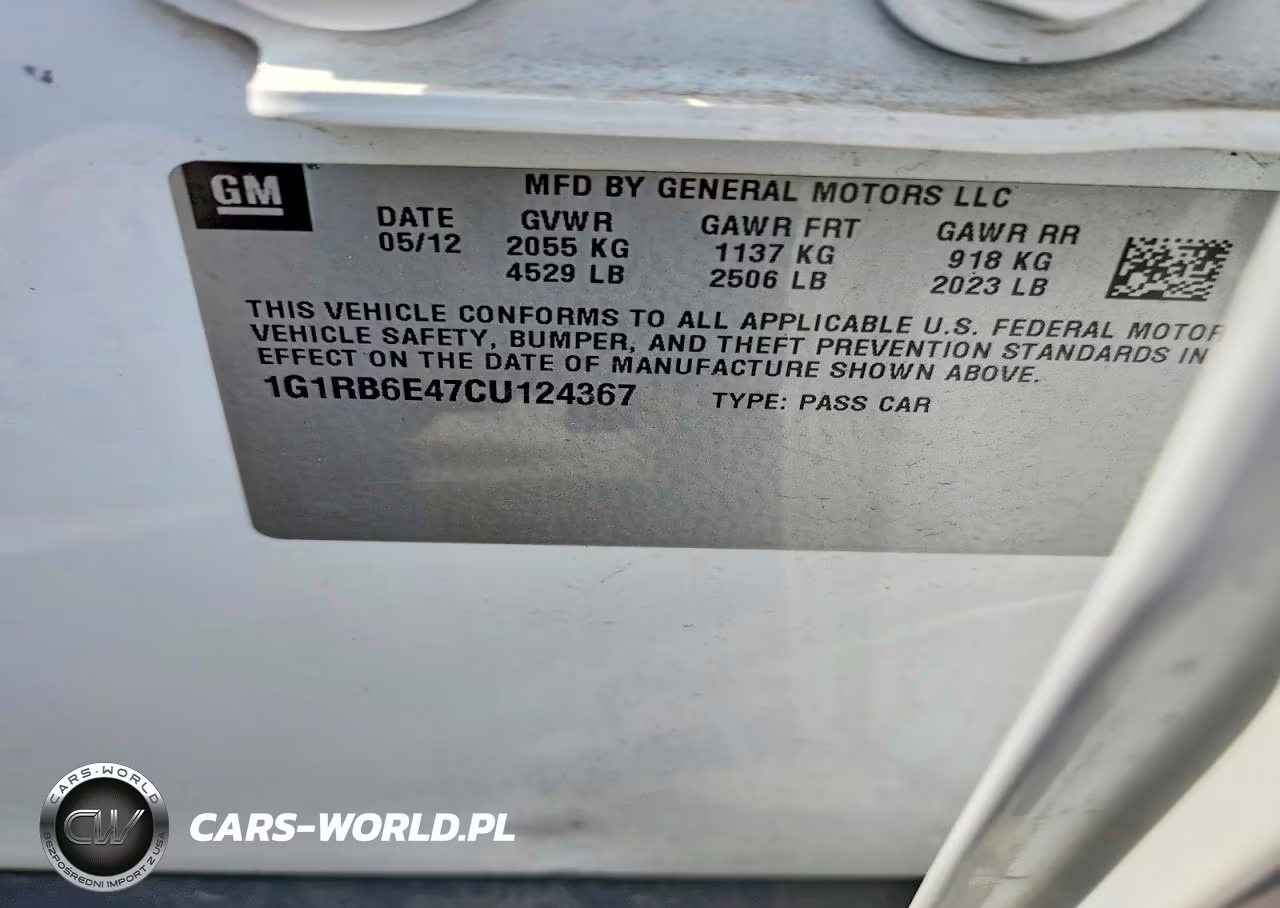 2012 Chevrolet Volt VIN:1G1RB6E47CU124367 - 12