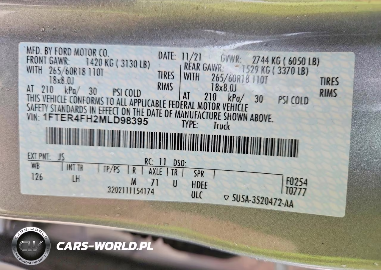 2021 Ford Ranger Xl VIN:1FTER4FH2MLD98395 - 12