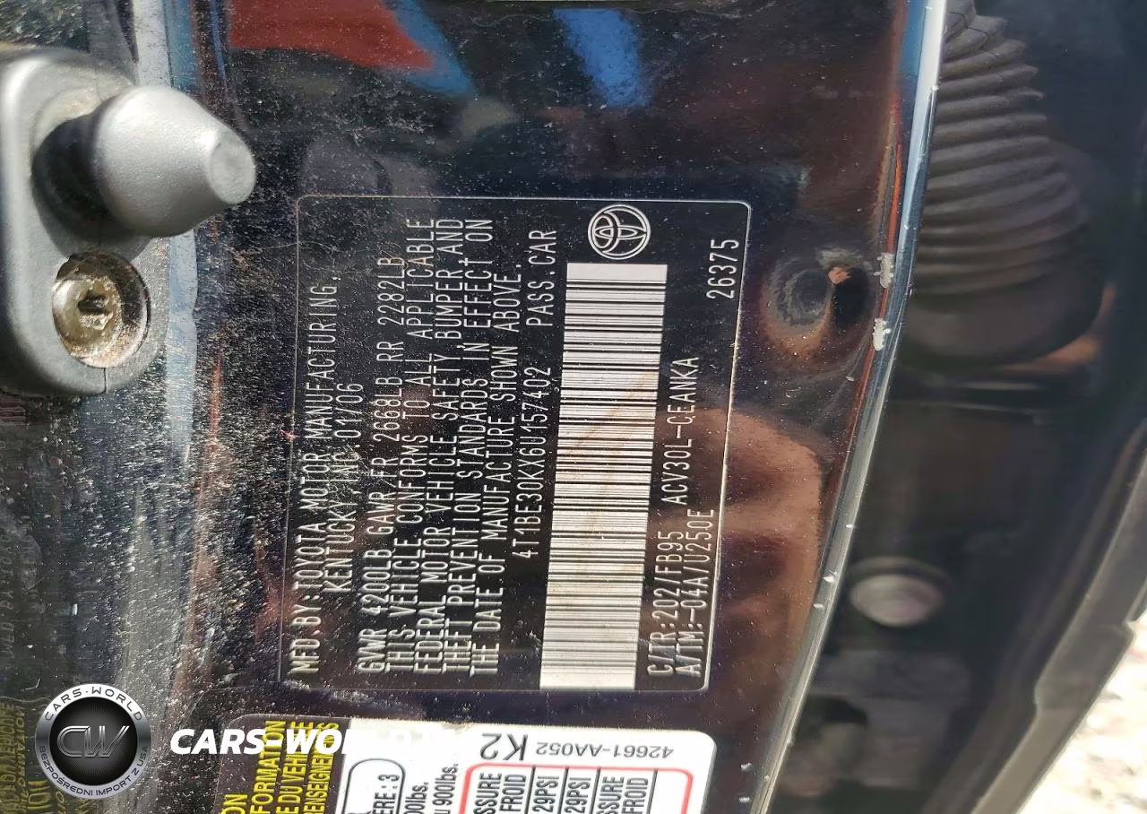 2006 Toyota Camry Le VIN:4T1BE30KX6U157402 - 12
