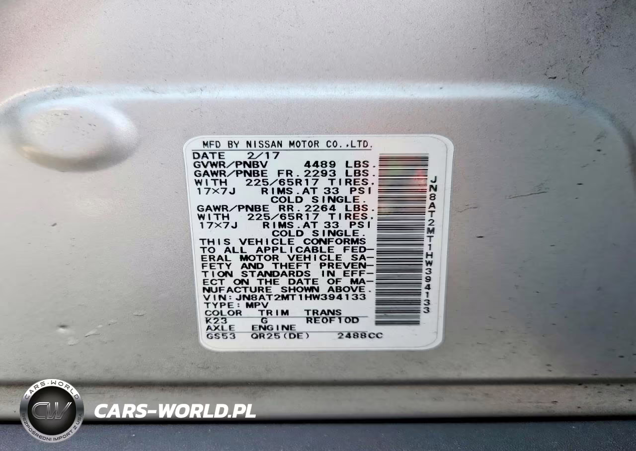 2017 Nissan Rogue Sv VIN:JN8AT2MT1HW394133 - 13
